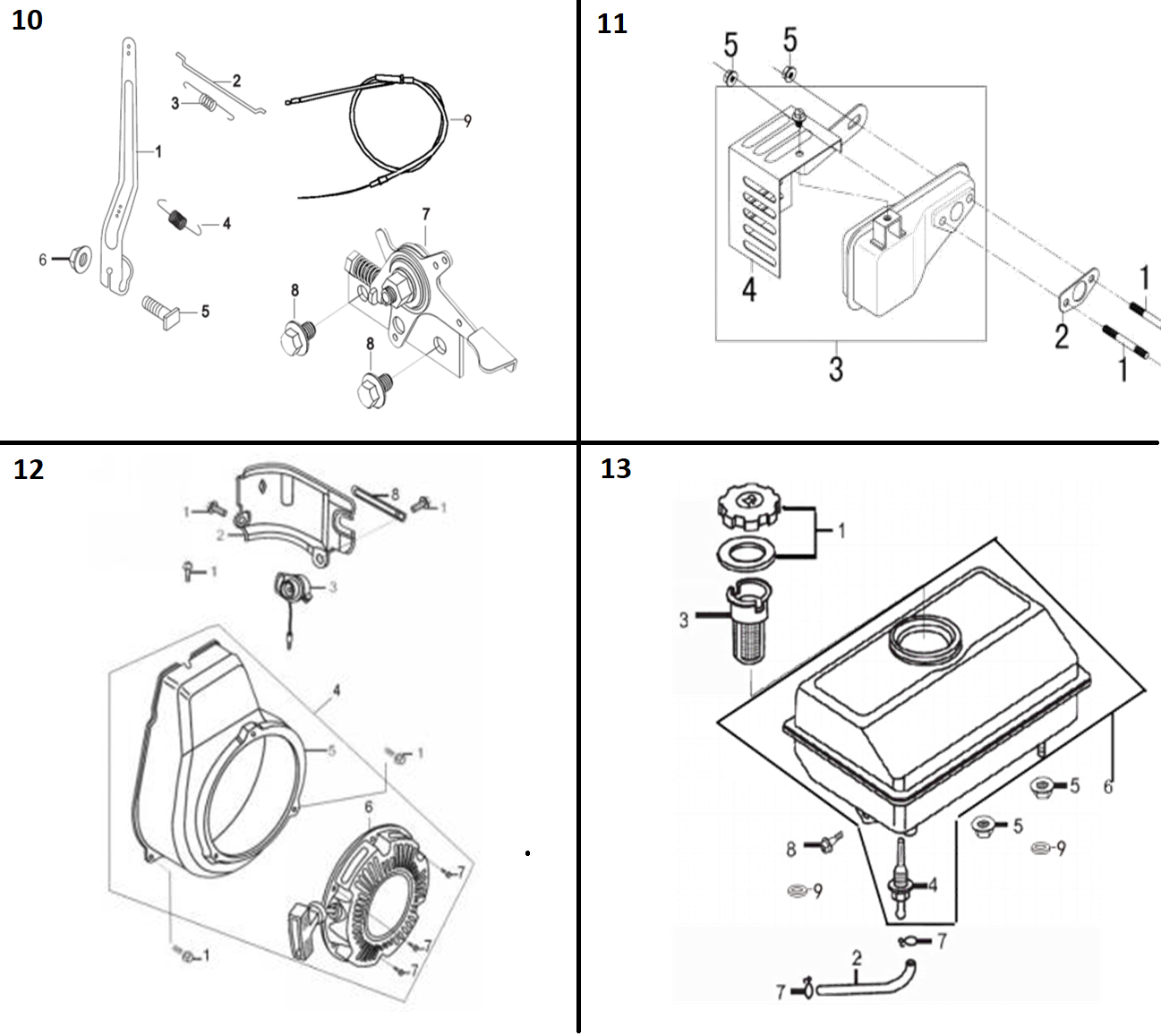ЗУБР 10 кН, 50 кг, бензиновая виброплита (ВПБ-10 Г) - посмотреть вариант разборной схемы
